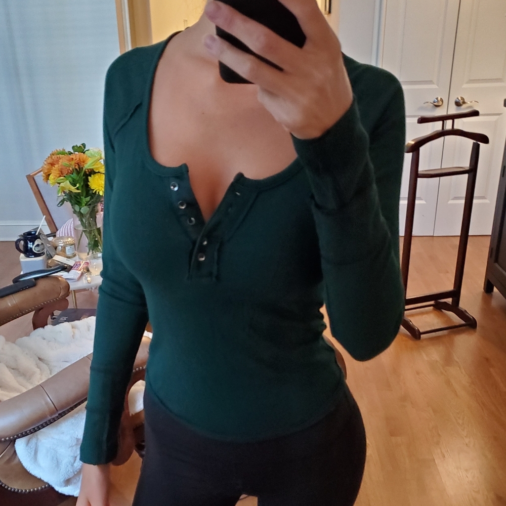 Free People Fitted Henley Top